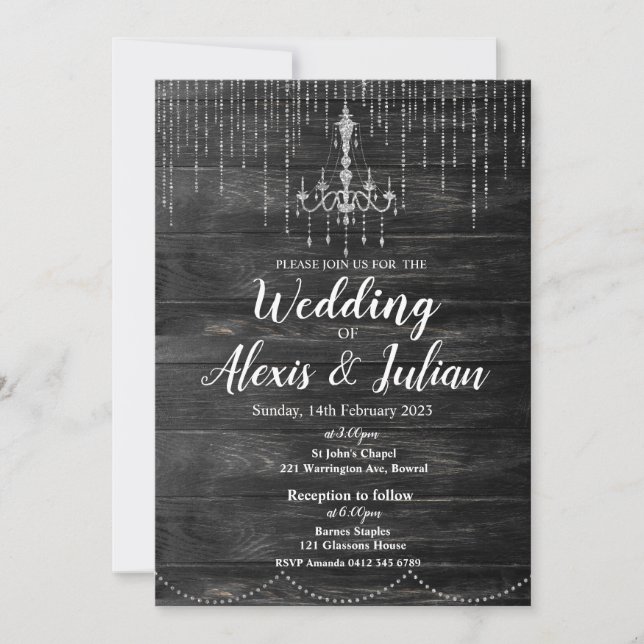 Elegante y editable invitación a la boda - Rústico (Anverso)