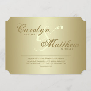 Elegante y elegante Billete de oro Invitación a