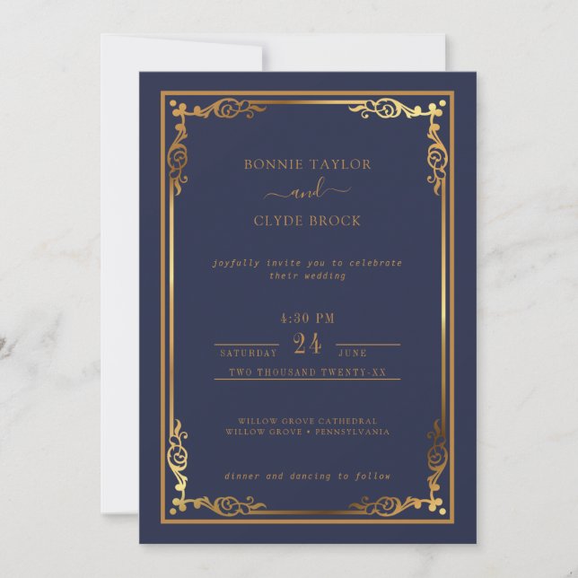 Elegante y elegante Invitación a la boda con elega (Anverso)