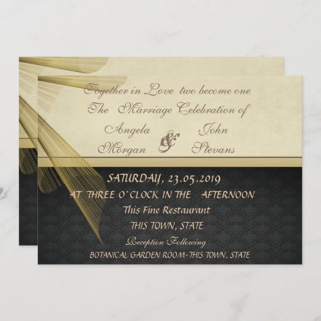 Elegante y elegante invitación a la boda de Damasc (Anverso / Reverso)