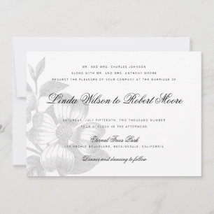 Elegante y elegante invitación a la boda de flores