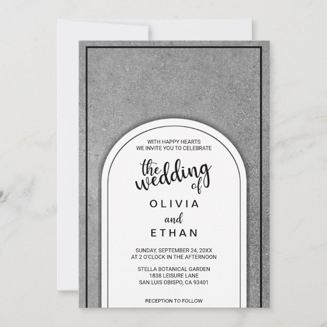 Elegante y elegante invitación a la boda en blanco (Anverso)