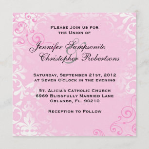 Elegante y elegante invitación a la boda rosada