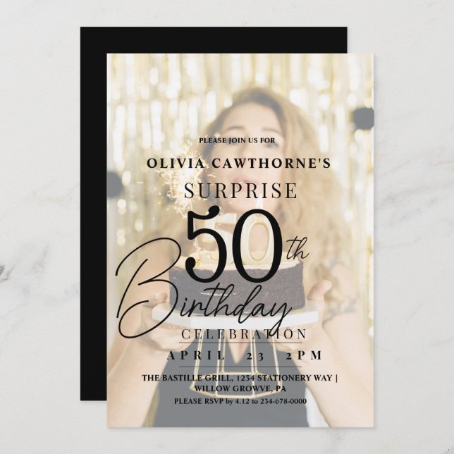 Elegante y elegante Invitación al cumpleaños de la (Anverso / Reverso)