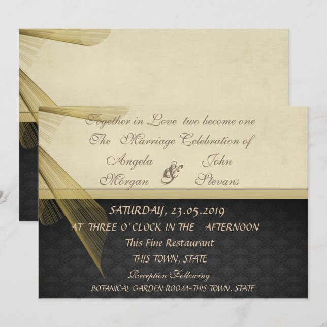Elegante y elegante invitación de boda de damasco  (Anverso / Reverso)
