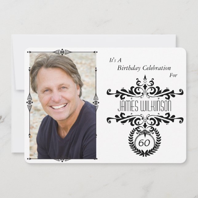 Elegante y elegante invitación de cumpleaños para  (Anverso)