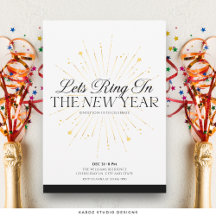 Elegante y elegante invitación de fiesta de Año Nu