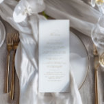Elegante y elegante menú Minimalista Boda blanco<br><div class="desc">Mezcla atemporal de tipografía refinada y diseño minimalista, la carta desprende sofisticación y encanto. Establezca el tono perfecto para su celebración con un estilo que es a la vez moderno y duramente clásico. Personalízalo con tus detalles para reflejar un ambiente boda de lujo. Parte de la colección de bodas VIVIAN,...</div>
