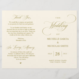 Elegante y elegante programa de oro, matrimonio pl