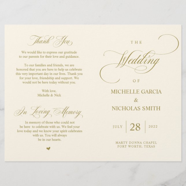 Elegante y elegante programa de oro, matrimonio pl (Anverso)