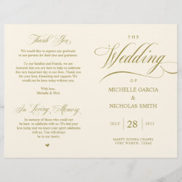 Elegante y elegante programa de oro, matrimonio pl