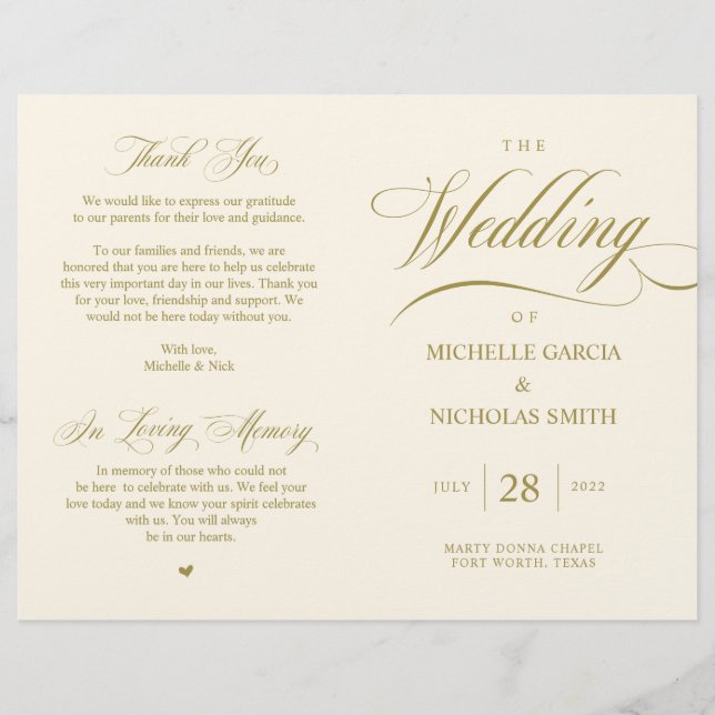 Elegante y elegante programa de oro, matrimonio pl (Anverso)