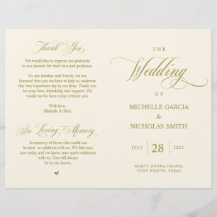 Elegante y elegante programa de oro, matrimonio pl