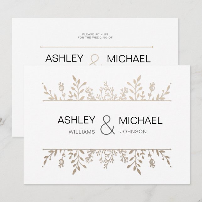 Elegante y elegante Rosa de Moda de oro Invitación (Anverso / Reverso)