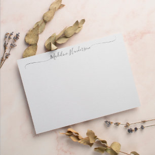 Elegante y elegante tarjeta de notas de guion blan