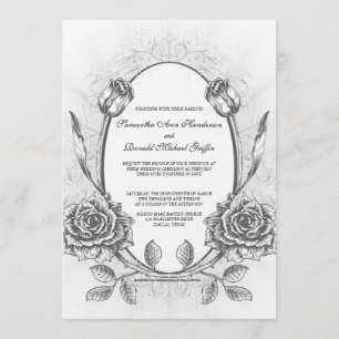 Elegante y enmarcada invitación a la boda Rosa Vin