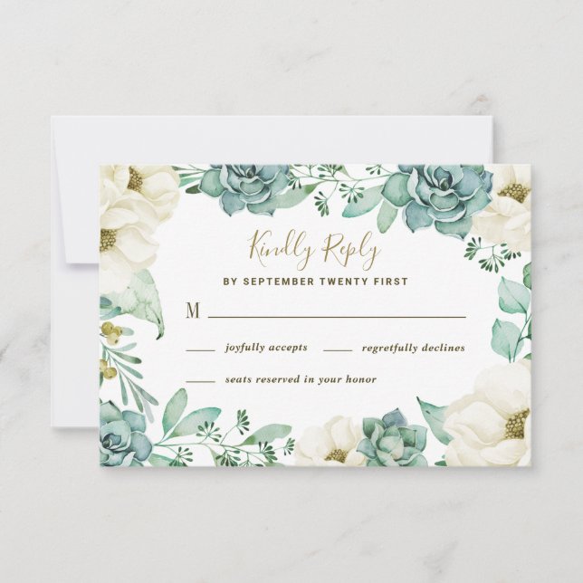 Elegante y exitosa Boda acuática Tarjetas RSVP (Anverso)
