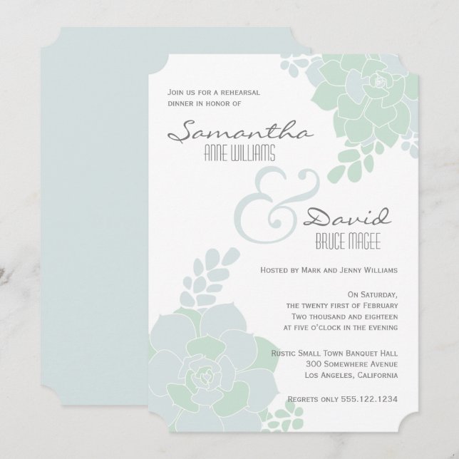 Elegante y exitoso ensayo Invitación a cenar (Anverso / Reverso)