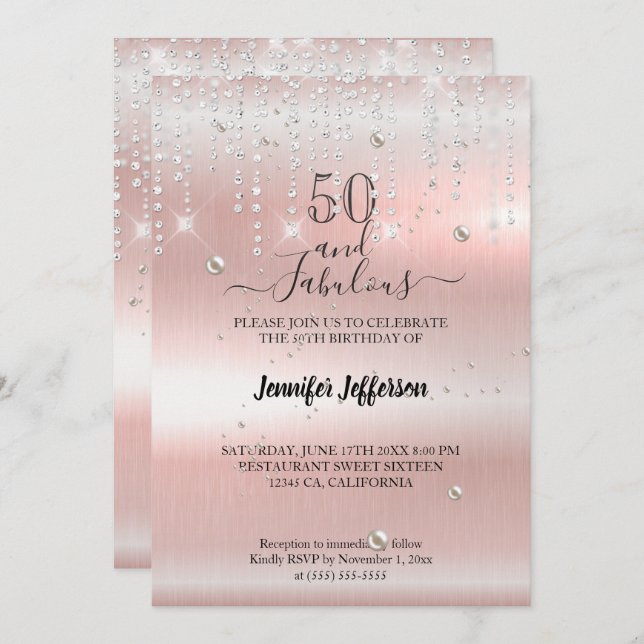 Elegante y fabulosa invitación de cumpleaños (Anverso / Reverso)