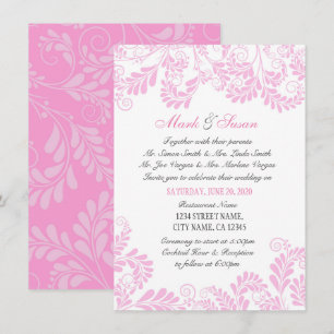 Elegante y floreciente Invitación a la Boda Rosa C