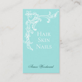 Elegante y florida tarjeta de visita Aqua Blue and