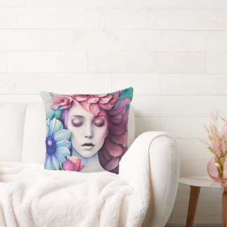 Elegante y hermosa almohada floral de lanzamiento