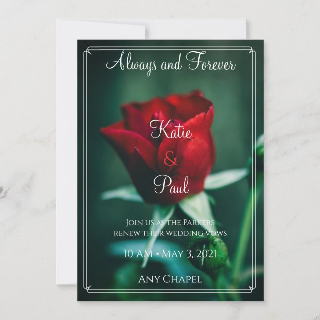 Elegante y hermosa invitación a la boda Rosa (Anverso)