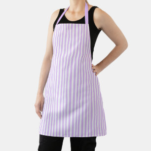 Elegante y lindo delantal con rayas de lavanda cla
