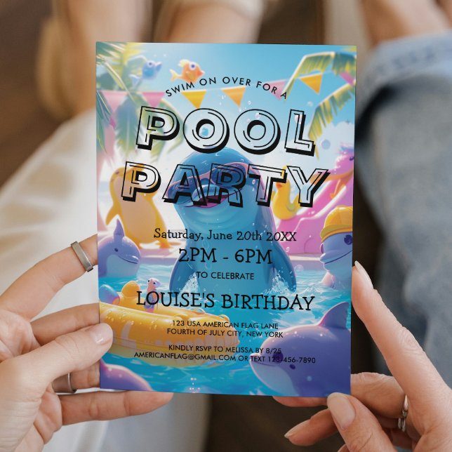 Elegante y lindo Invitación a la fiesta de piscina (Subido por el creador)