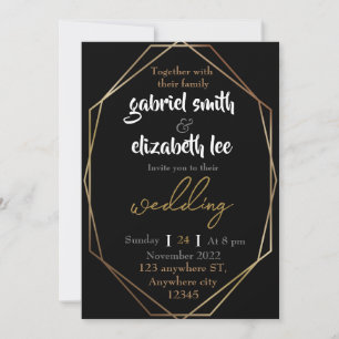 elegante y lujosa invitación a la boda de oro