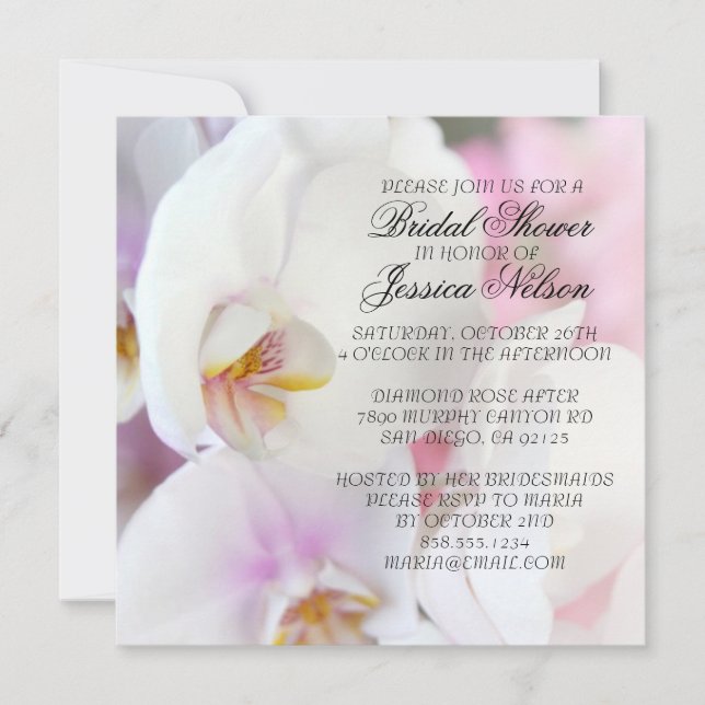 Elegante y lujosa invitación a la orquídea blanca (Anverso)