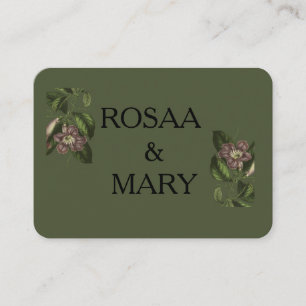 Elegante y magnífica tarjeta de visita rosa y verd