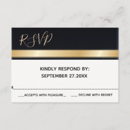 Elegante y moderna boda blanca y dorada RSVP