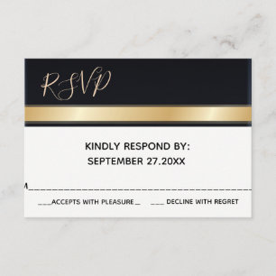 Elegante y moderna boda blanca y dorada RSVP