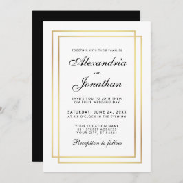 Elegante y moderna Boda Invitación de oro blanco n