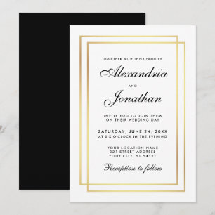 Elegante y moderna Boda Invitación de oro blanco n