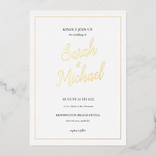 Elegante y moderna invitación a la boda (Anverso)