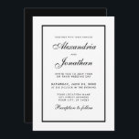 Elegante y moderna invitación a la boda blanca y n<br><div class="desc">Tarjeta de invitación moderna elegante,  pero sencilla,  Boda en blanco y negro - negro</div>