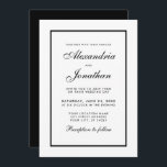 Elegante y moderna invitación a la boda blanca y n<br><div class="desc">Tarjeta de invitación moderna elegante,  pero sencilla,  Boda en blanco y negro - negro</div>