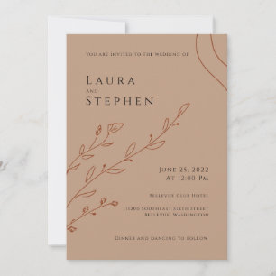 Elegante y moderna invitación a la boda botánica d