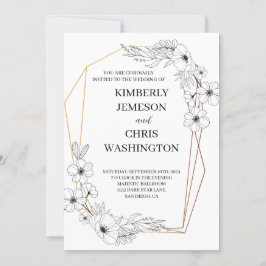 Elegante y moderna invitación a la boda con flores