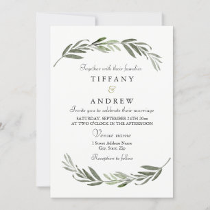 Elegante y moderna invitación a la boda de la hoja