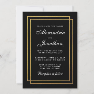 Elegante y moderna invitación a la boda de oro neg