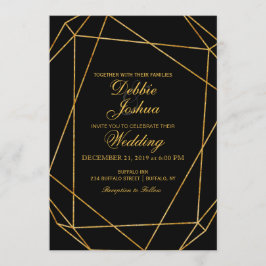Elegante y moderna invitación a la boda de oro y n