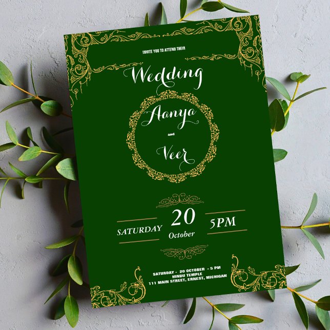 Elegante y moderna invitación a la boda verde (Subido por el creador)