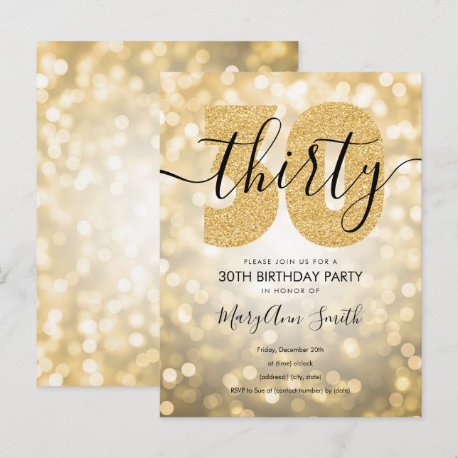Elegante y moderna invitación a la fiesta de cumpl (Anverso / Reverso)