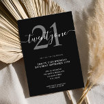 Elegante y moderna invitación a los 21 años<br><div class="desc">Moderna y elegante Invitación de cumpleaños número 21. Minimalista diseño de plantillas de invitación para 21 cumpleaños con elegante letra de guión con letra a mano de caligrafía.</div>