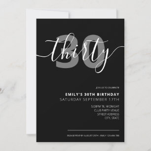 Elegante y moderna invitación a los 30 años