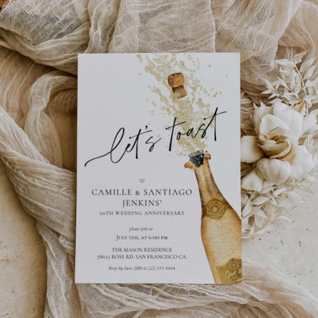 Elegante y moderna invitación al 50 aniversario Bo (Elegant Wedding Anniversary Invitation )