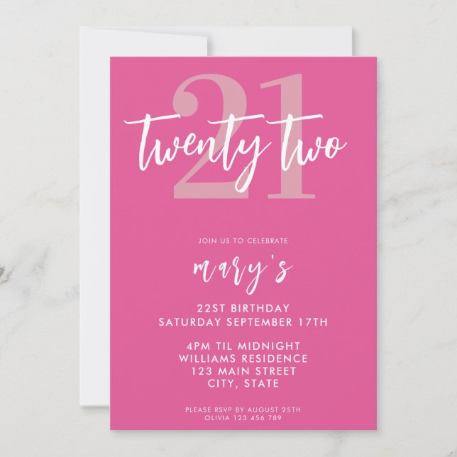 Elegante y moderna invitación de 21 años (Anverso)